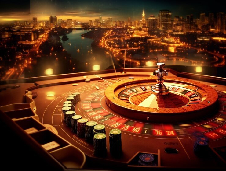 Layar slot video modern dengan simbol berwarna dan fitur bonus